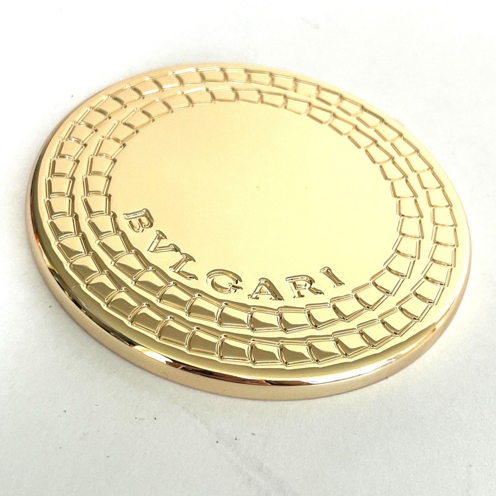 NEW Bvlgari Le Gemme Cobra Gold Tone Pocket Mirror Logo Compact Purse no case